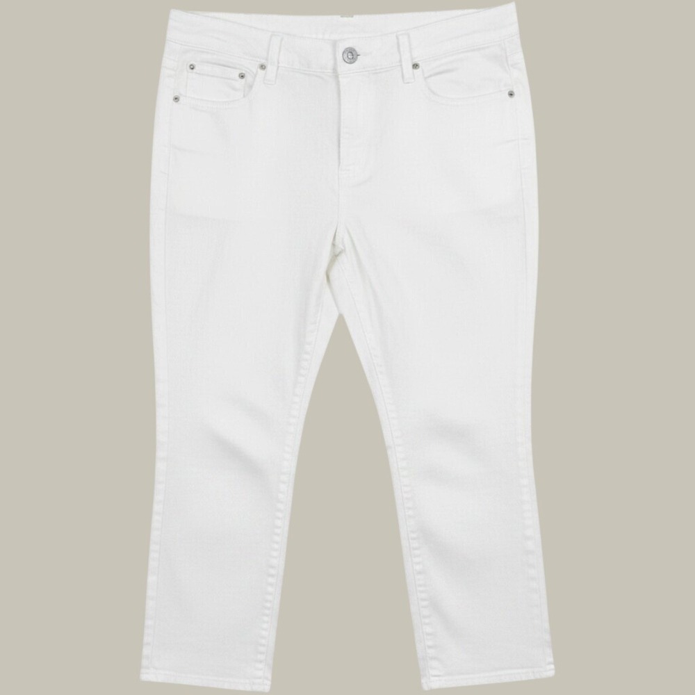 Chico's So Slimming Girlfriend Crop Jeans White Denim Pants Size 3 XL 16